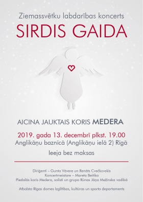 Jauktais koris MEDERA aicina uz Ziemassvētku koncertu SIRDIS GAIDA